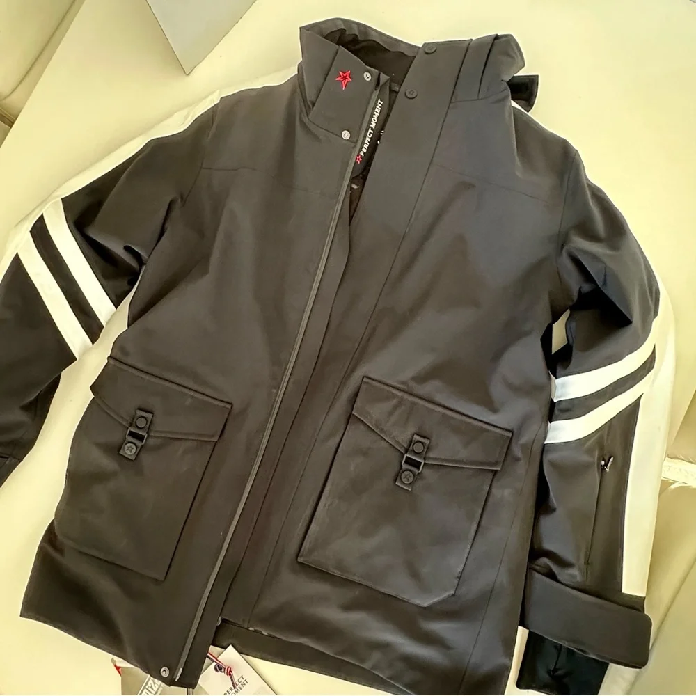 Perfect Moment Black and White Chevron Ski Jacket - Picture 4 of 16